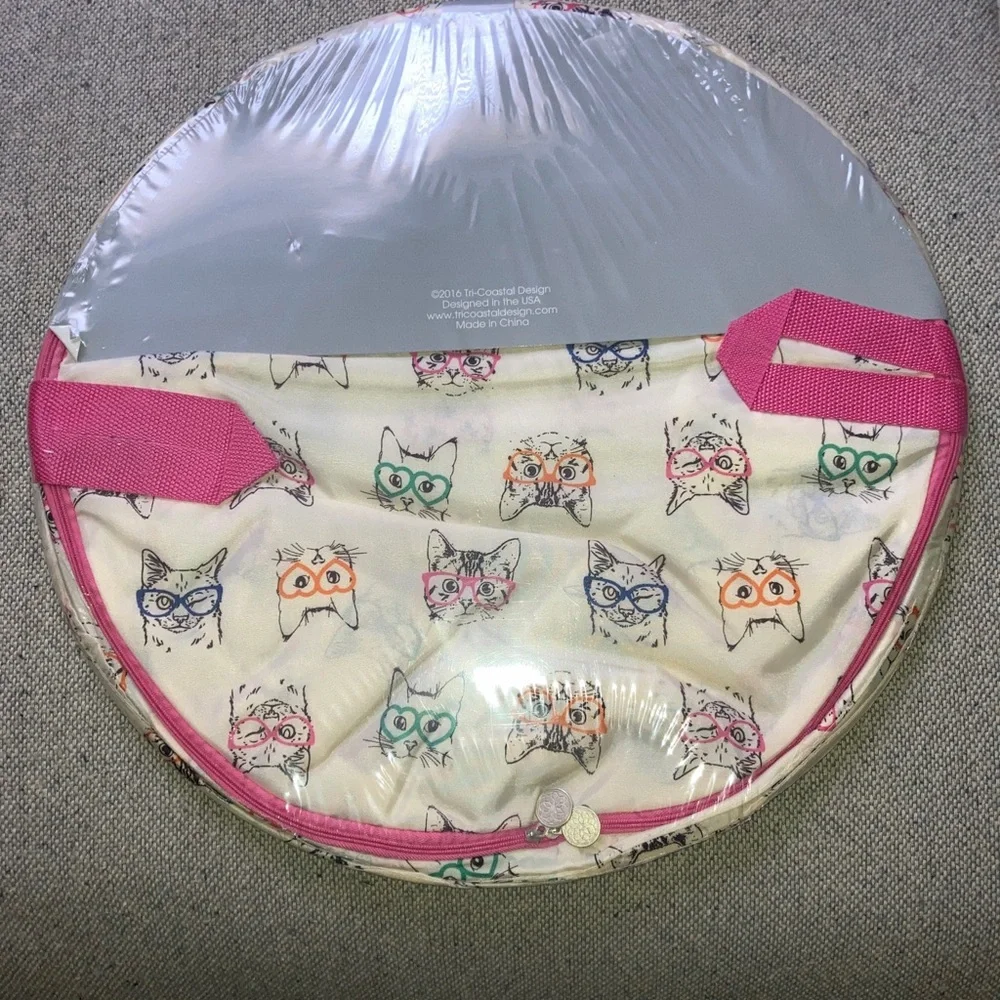 Cat Kitty Print Pop Up Clothes Laundry Hamper Collapsible Handles Novelty New
